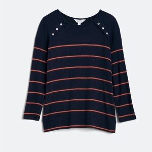 Market & Spruce Button Detail Brushed Knit Top in Navy Blue